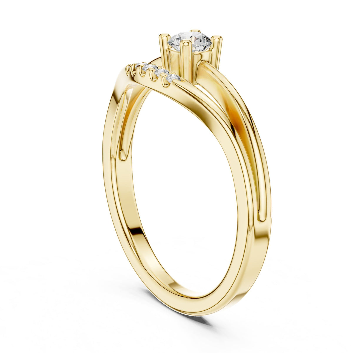 Round Accented Lab Grown Diamond Engagement Ring