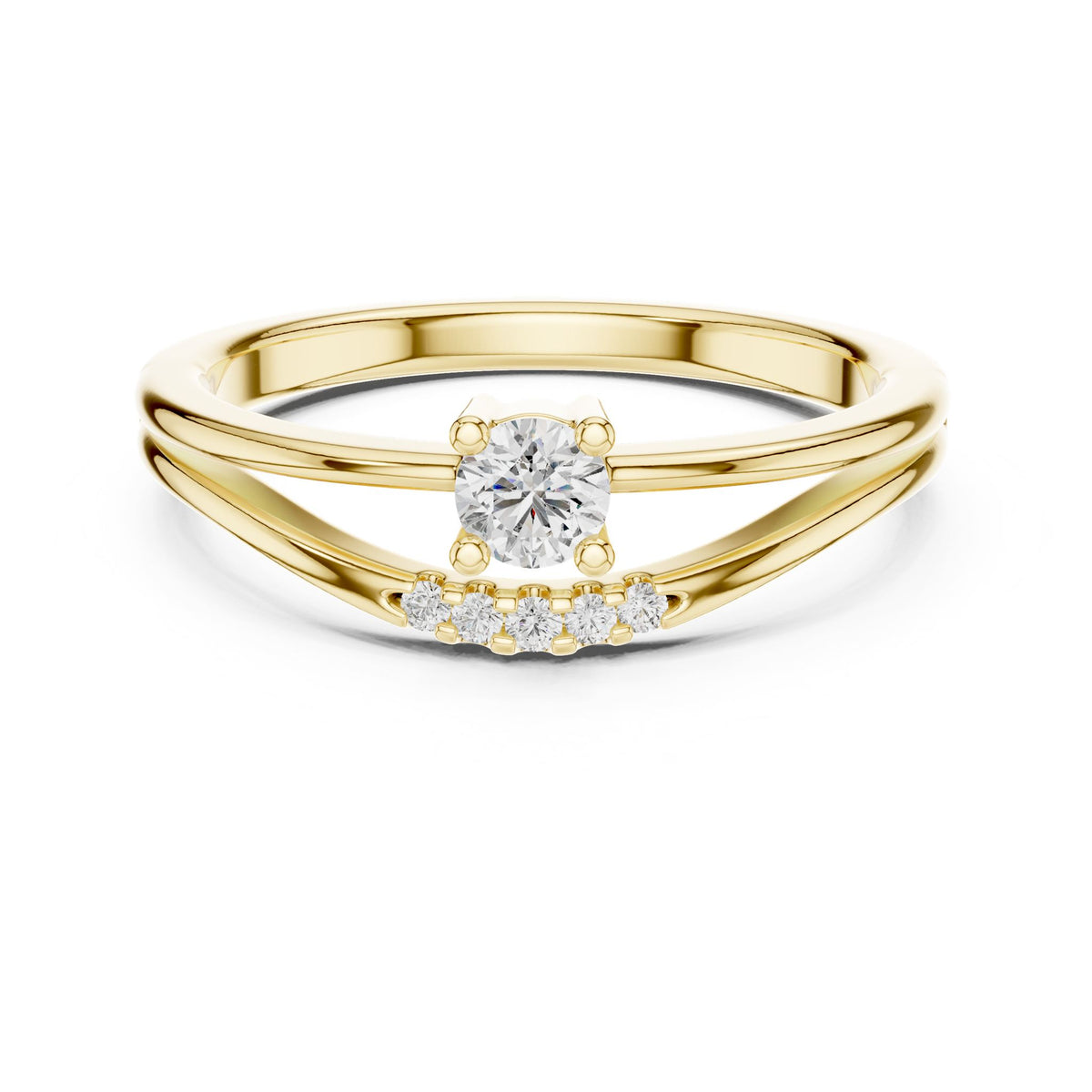 Round Accented Lab Grown Diamond Engagement Ring