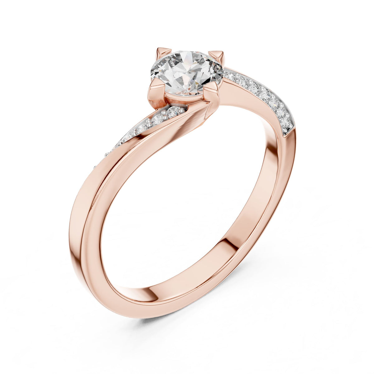 Round Accented Lab Grown Diamond Engagement Ring