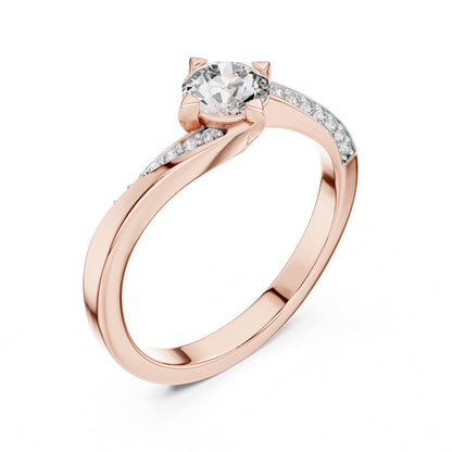 Round Accented Lab Grown Diamond Engagement Ring