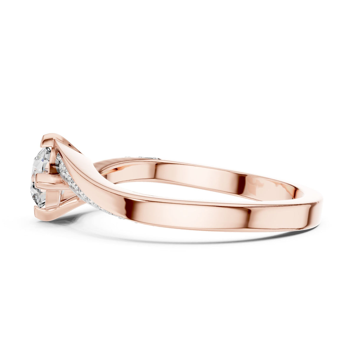 Round Accented Lab Grown Diamond Engagement Ring