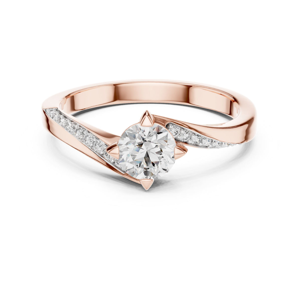 Round Accented Lab Grown Diamond Engagement Ring