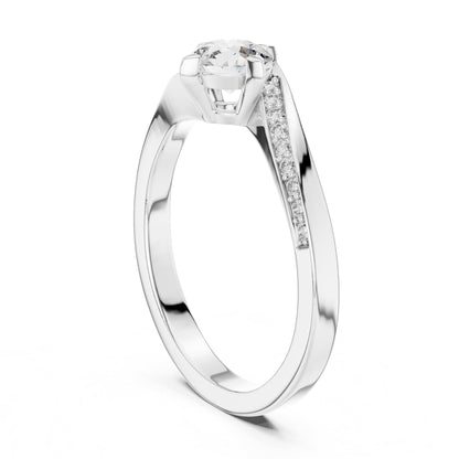 Round Accented Lab Grown Diamond Engagement Ring