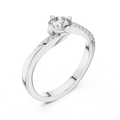Round Accented Lab Grown Diamond Engagement Ring