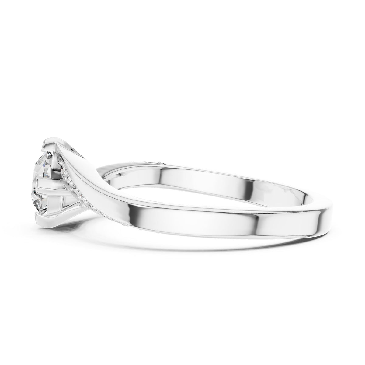 Round Accented Lab Grown Diamond Engagement Ring