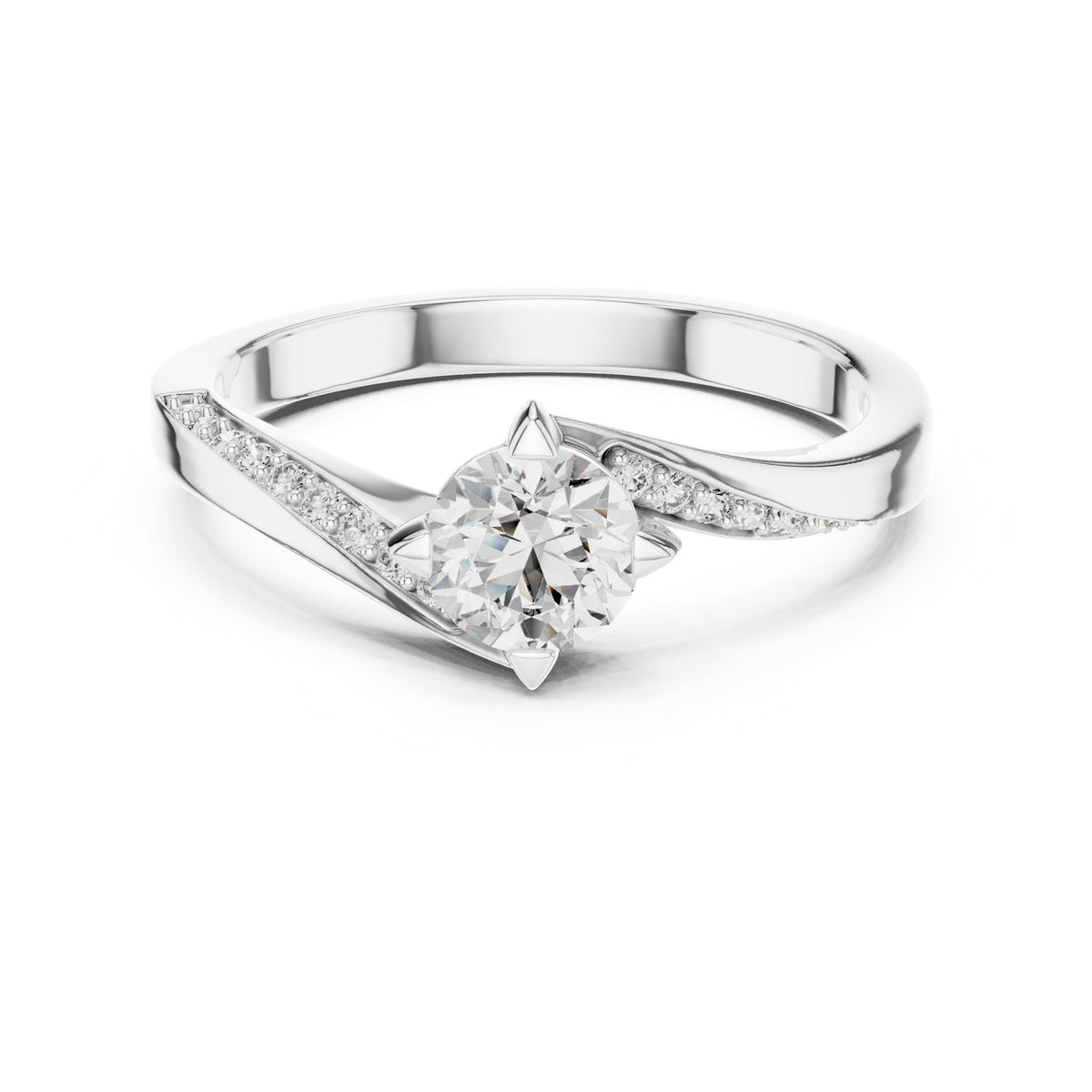 Round Accented Lab Grown Diamond Engagement Ring