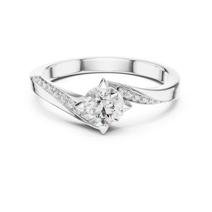 Round Accented Lab Grown Diamond Engagement Ring