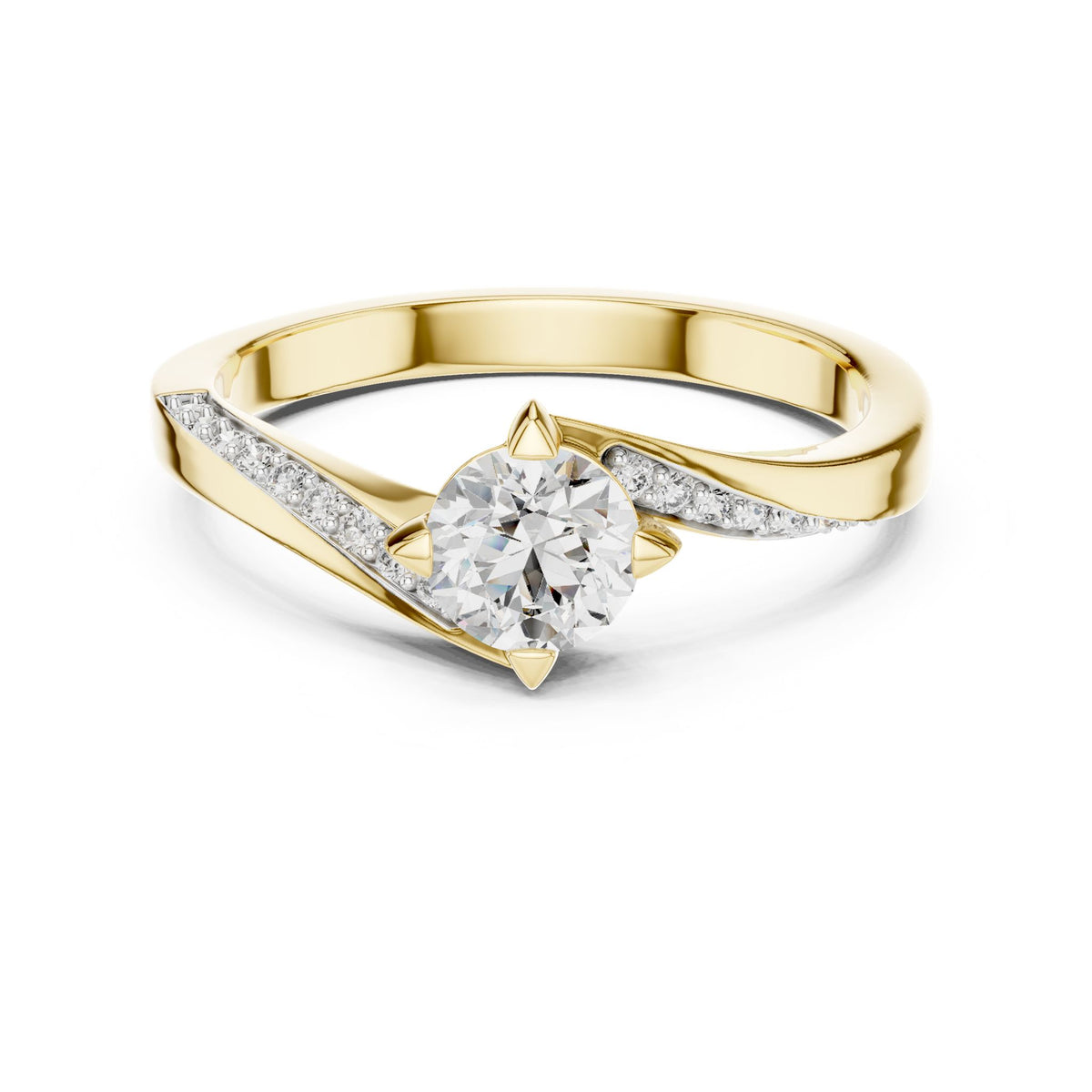 Round Accented Lab Grown Diamond Engagement Ring