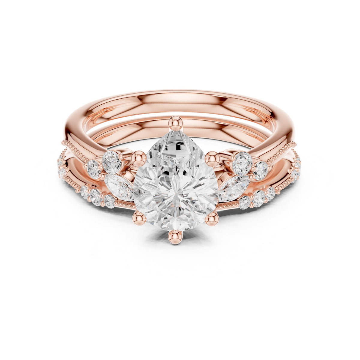 Round Accented Lab Grown Diamond Engagement Ring