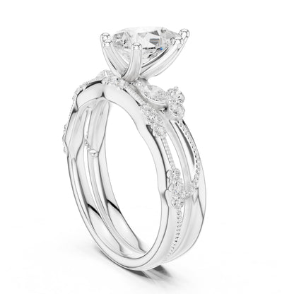 Round Accented Lab Grown Diamond Engagement Ring
