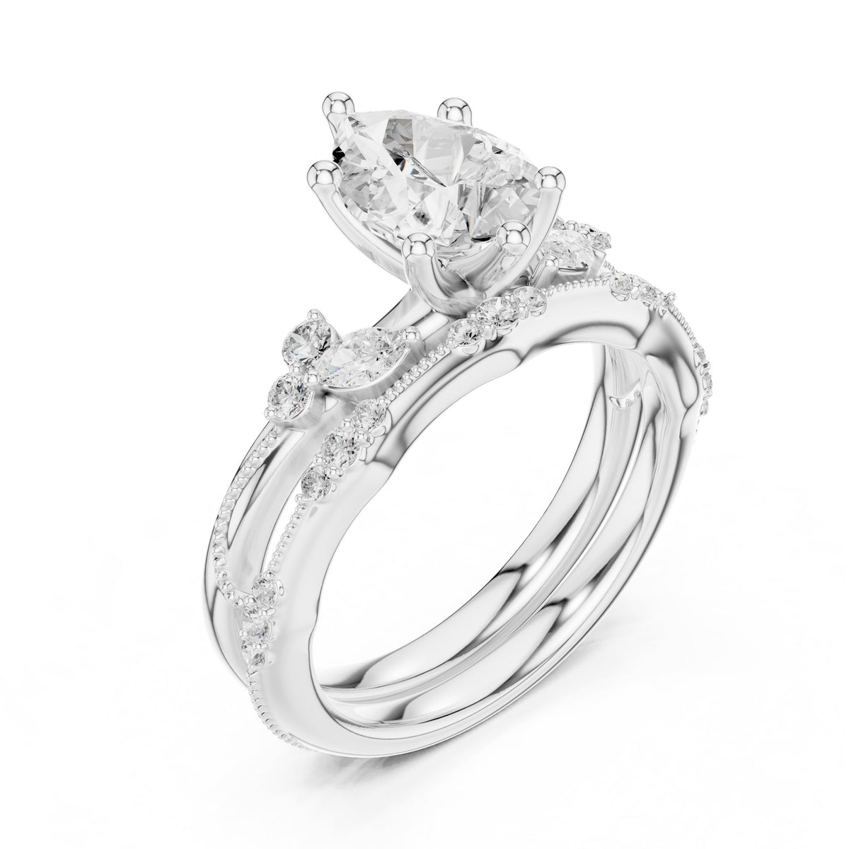 Round Accented Lab Grown Diamond Engagement Ring