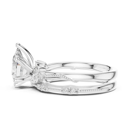 Round Accented Lab Grown Diamond Engagement Ring