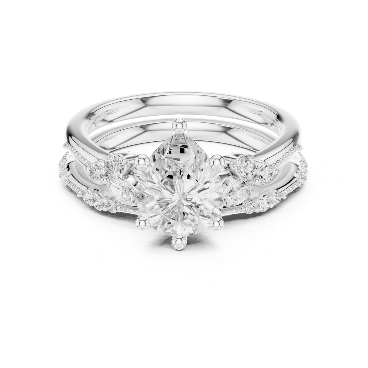 Round Accented Lab Grown Diamond Engagement Ring