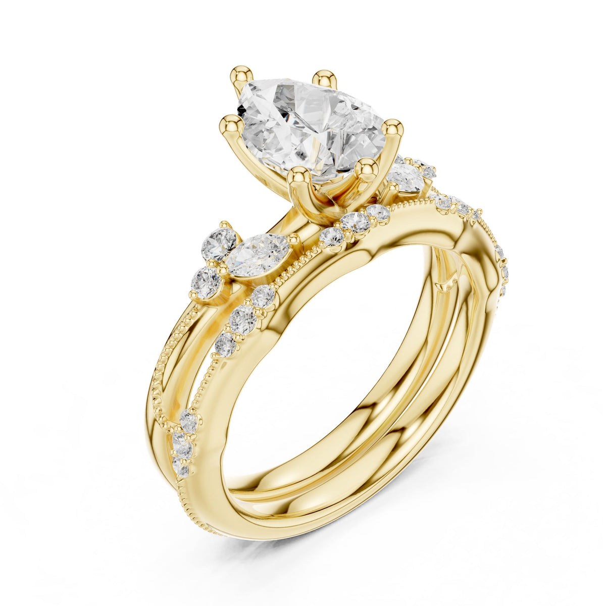 Round Accented Lab Grown Diamond Engagement Ring
