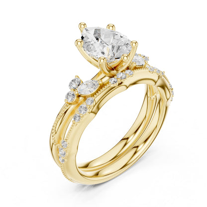 Round Accented Lab Grown Diamond Engagement Ring