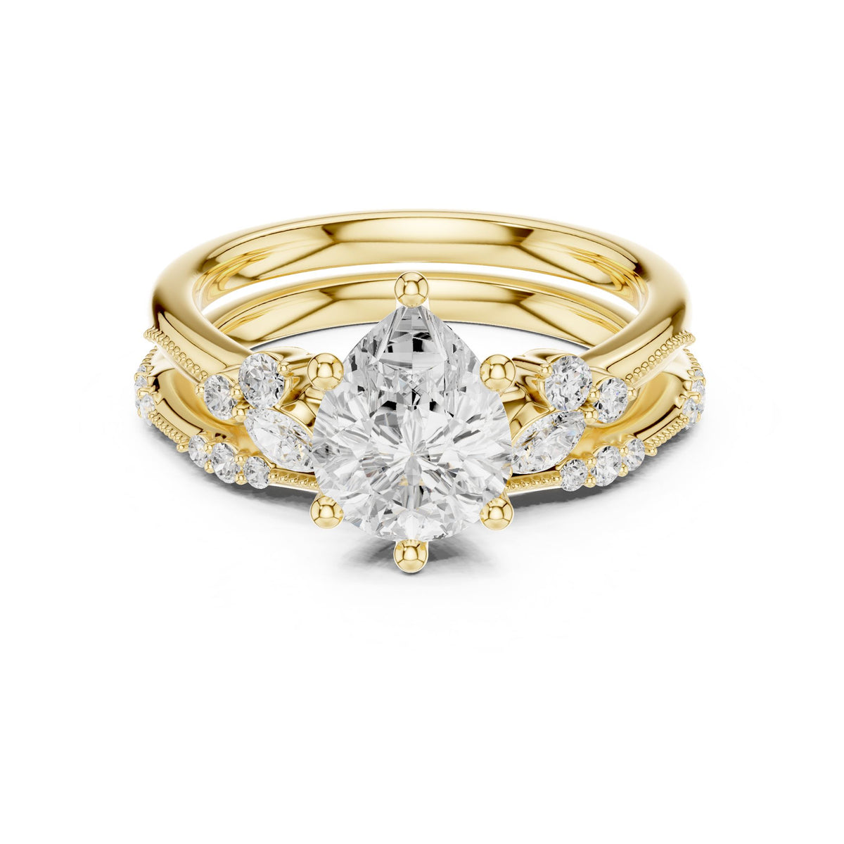 Round Accented Lab Grown Diamond Engagement Ring
