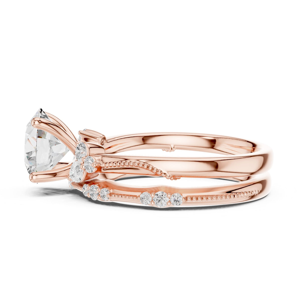 Round Accented Lab Grown Diamond Engagement Ring