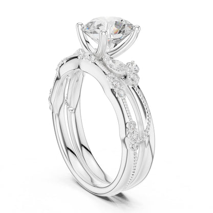 Round Accented Lab Grown Diamond Engagement Ring