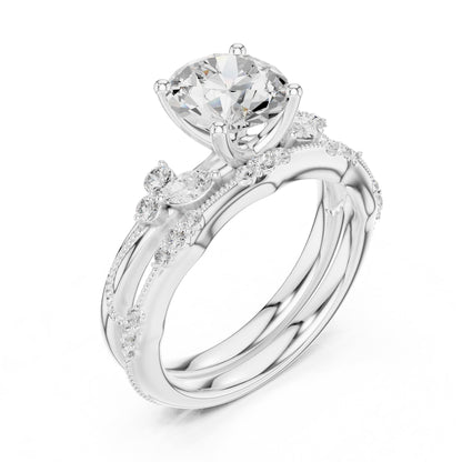 Round Accented Lab Grown Diamond Engagement Ring