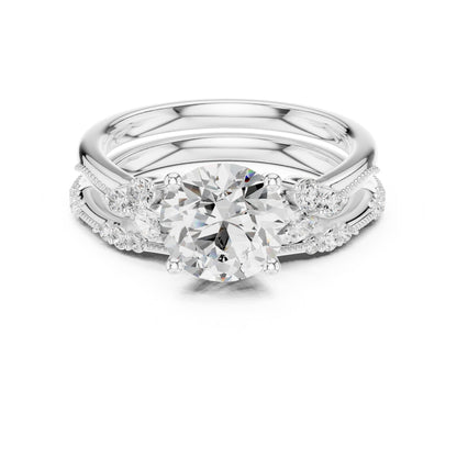 Round Accented Lab Grown Diamond Engagement Ring