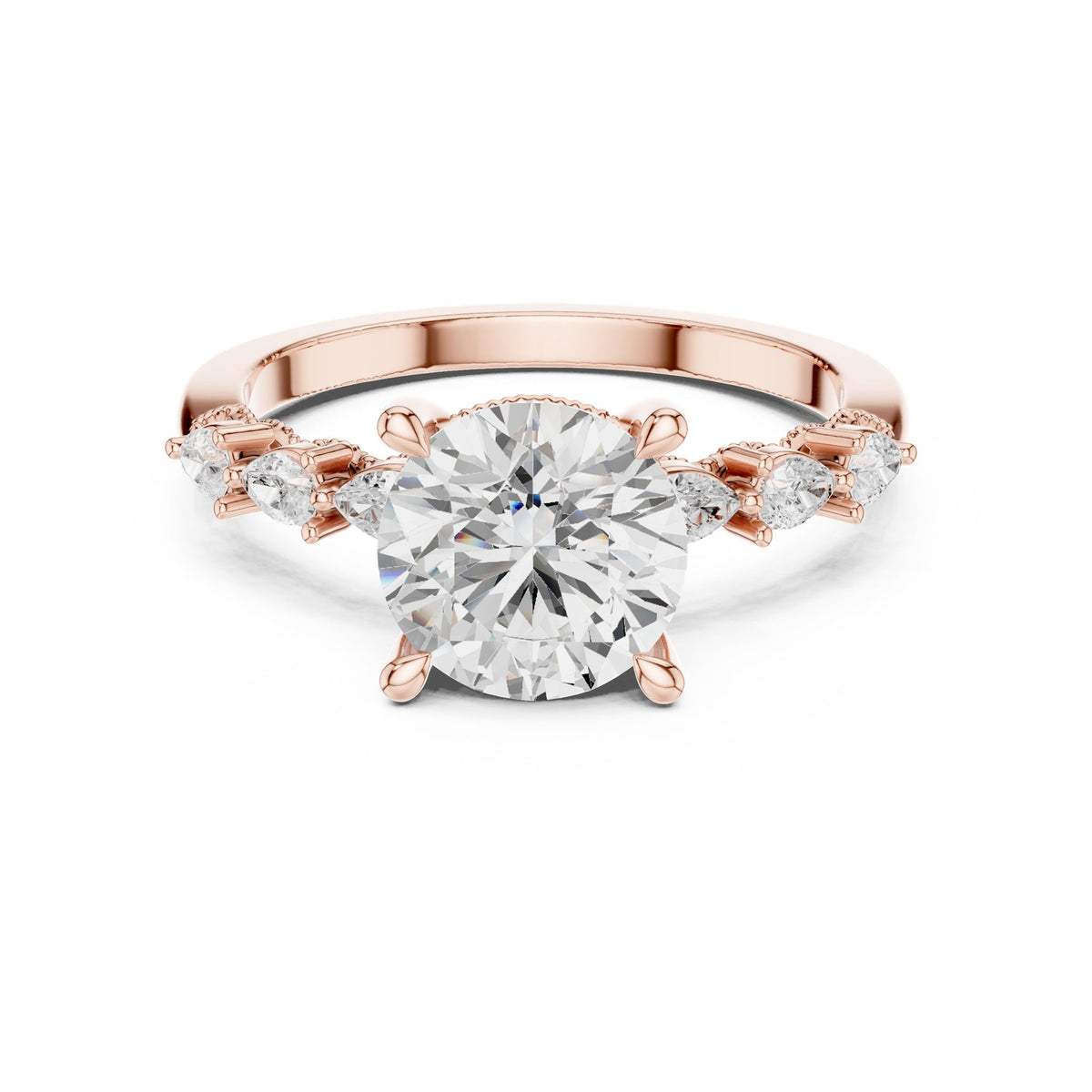 Round Accented Lab Grown Diamond Engagement Ring
