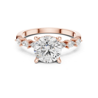 Round Accented Lab Grown Diamond Engagement Ring