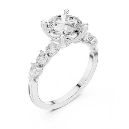 Round Accented Lab Grown Diamond Engagement Ring