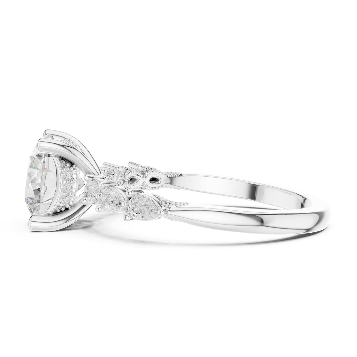 Round Accented Lab Grown Diamond Engagement Ring