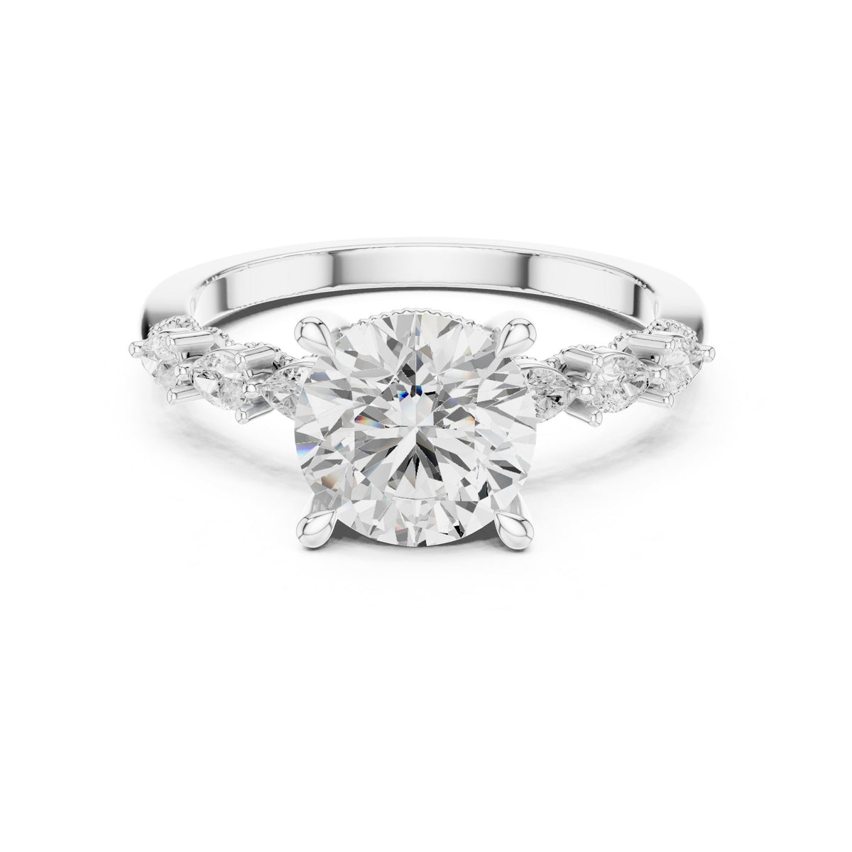 Round Accented Lab Grown Diamond Engagement Ring