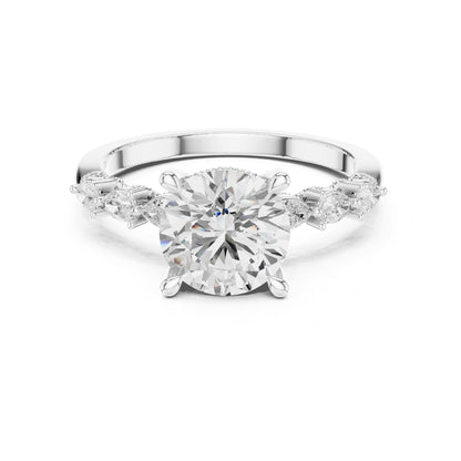 Round Accented Lab Grown Diamond Engagement Ring