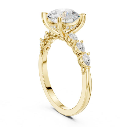 Round Accented Lab Grown Diamond Engagement Ring