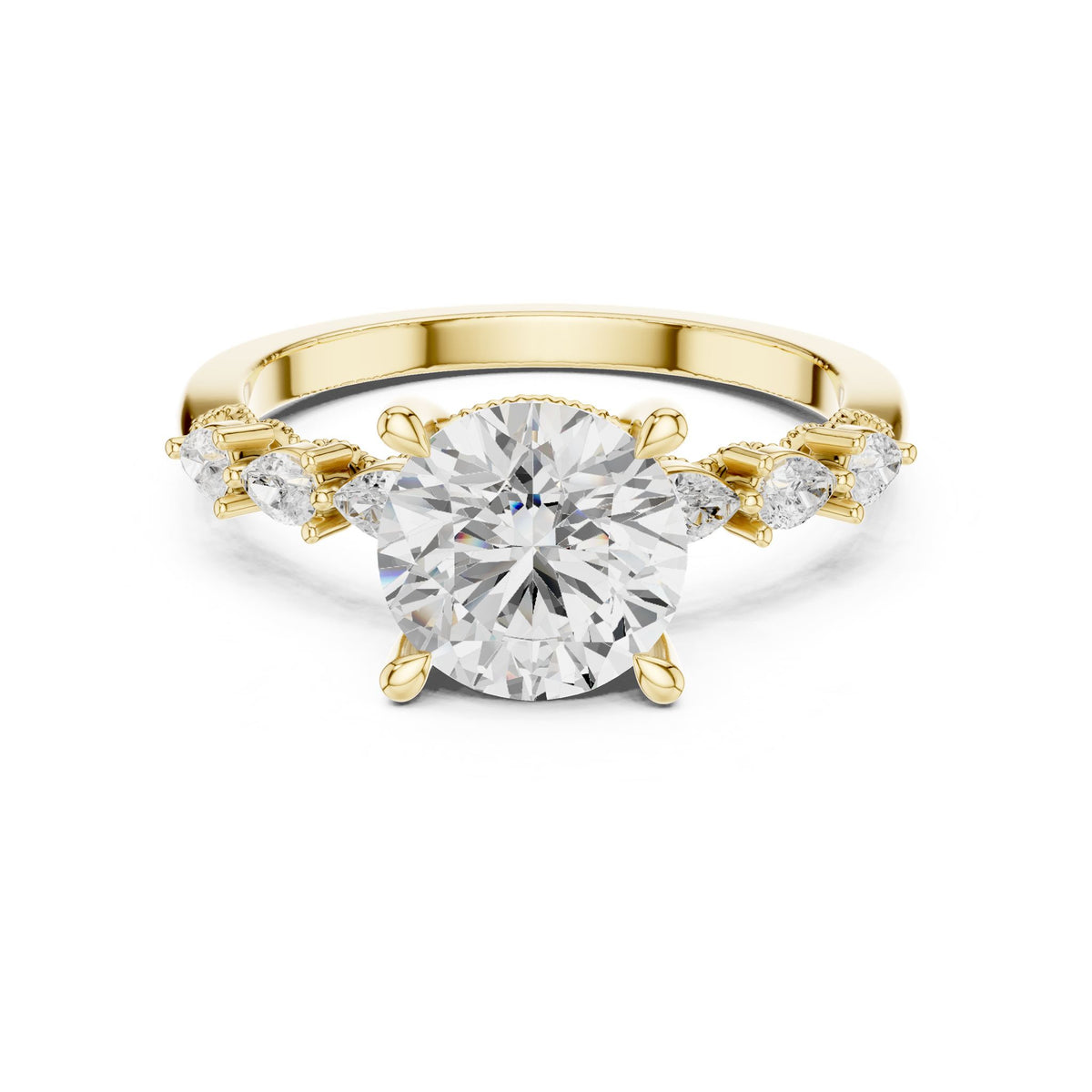 Round Accented Lab Grown Diamond Engagement Ring