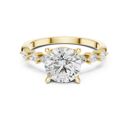Round Accented Lab Grown Diamond Engagement Ring
