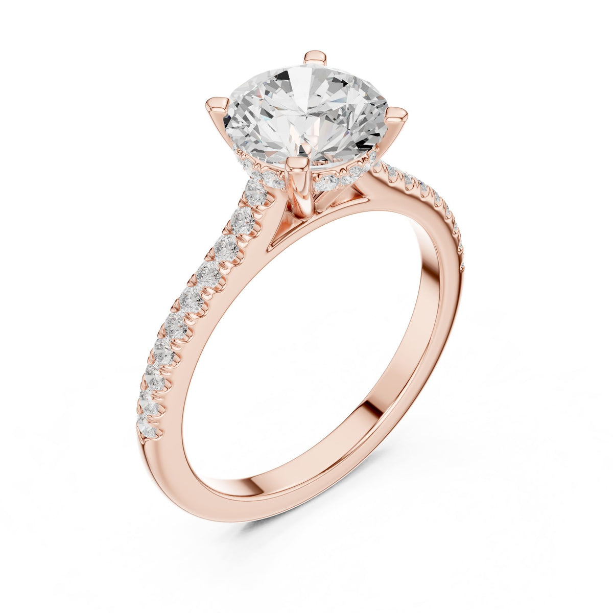 Round Accented Lab Grown Diamond Engagement Ring