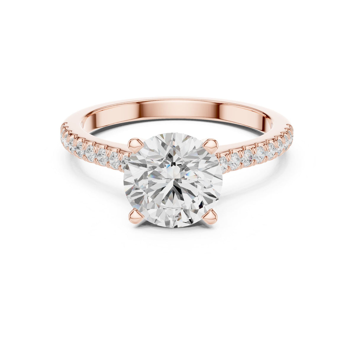 Round Accented Lab Grown Diamond Engagement Ring