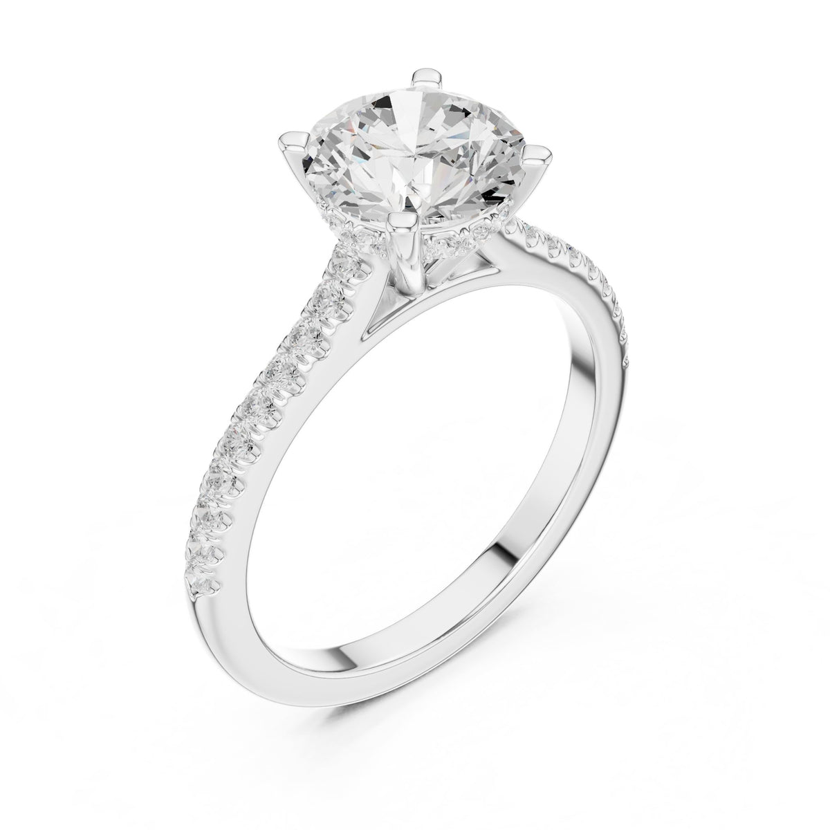 Round Accented Lab Grown Diamond Engagement Ring