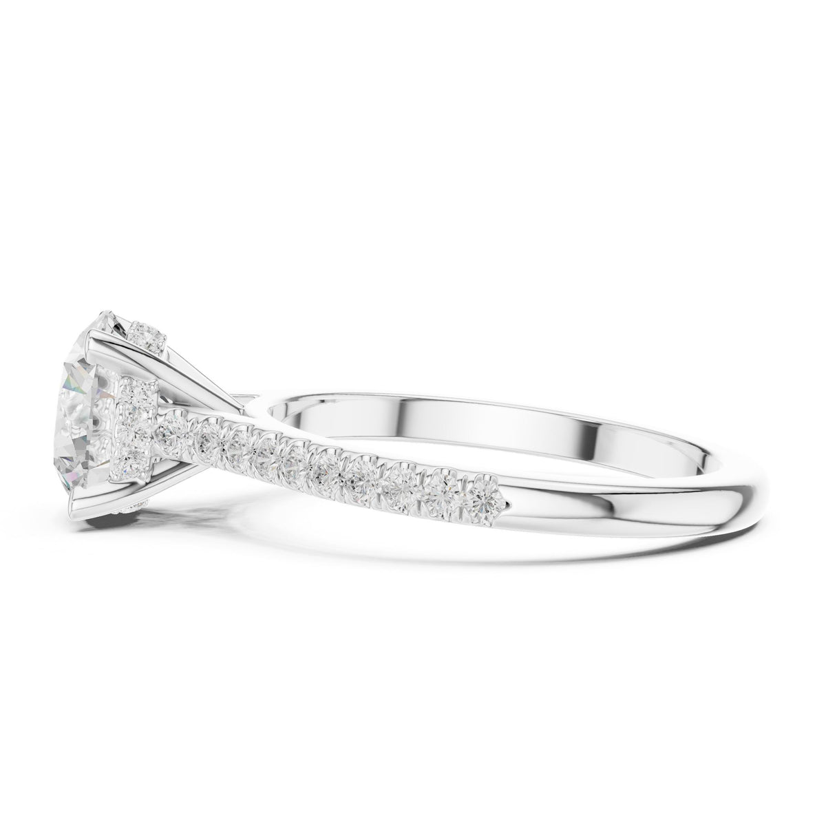 Round Accented Lab Grown Diamond Engagement Ring