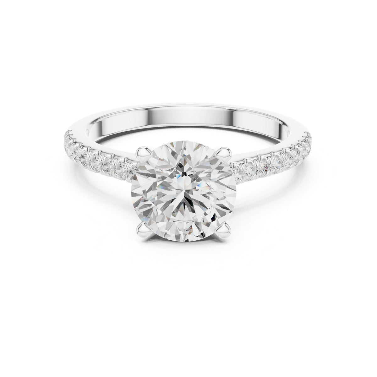 Round Accented Lab Grown Diamond Engagement Ring