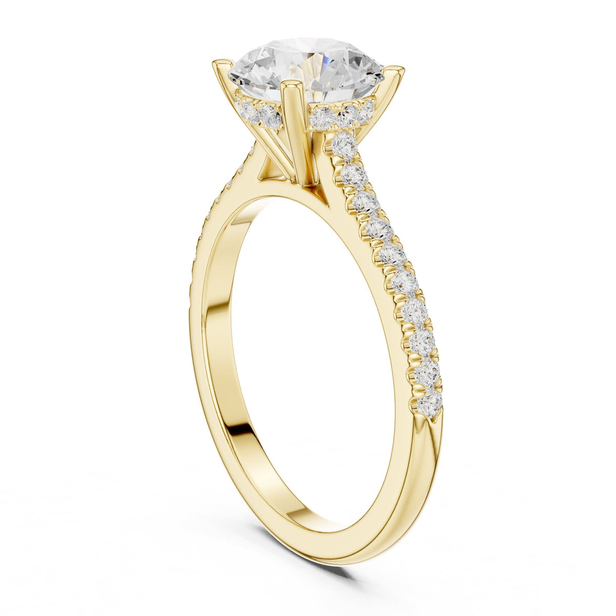 Round Accented Lab Grown Diamond Engagement Ring