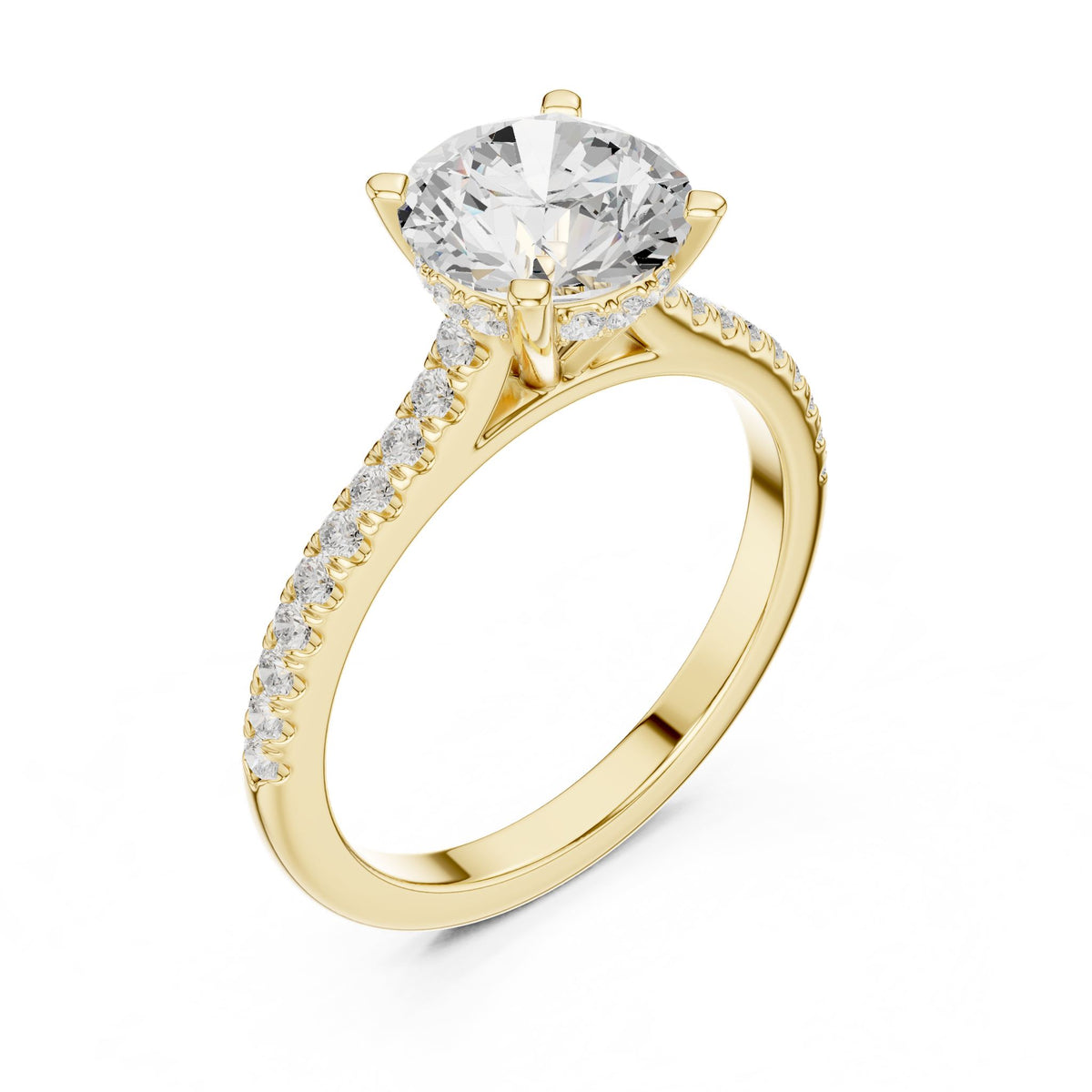 Round Accented Lab Grown Diamond Engagement Ring