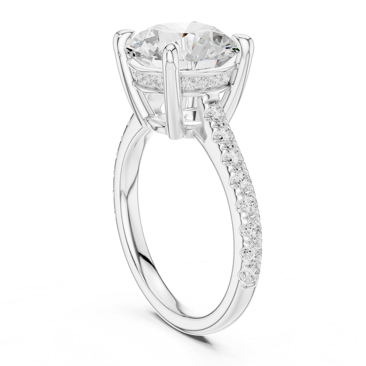 Round Accented Lab Grown Diamond Engagement Ring