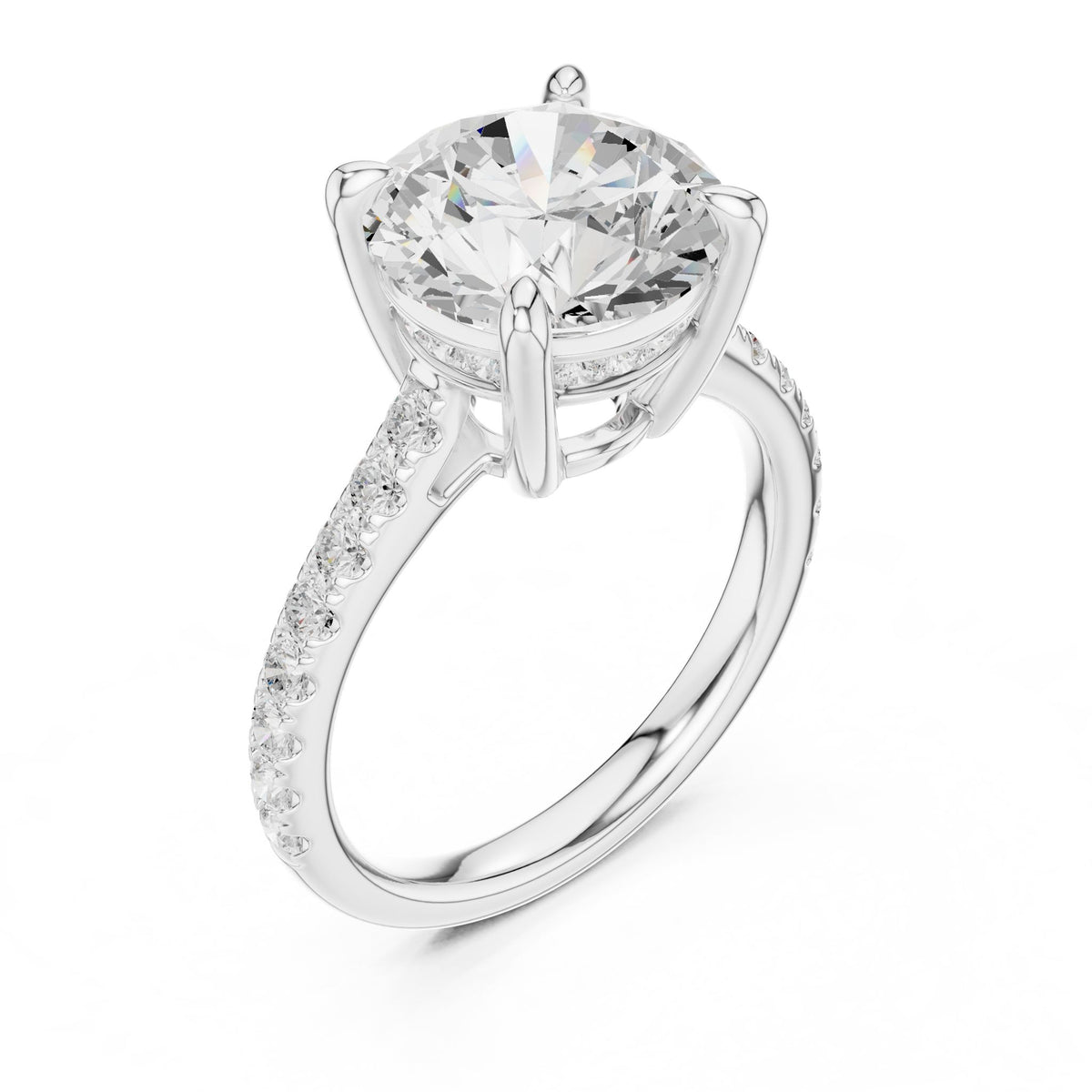Round Accented Lab Grown Diamond Engagement Ring