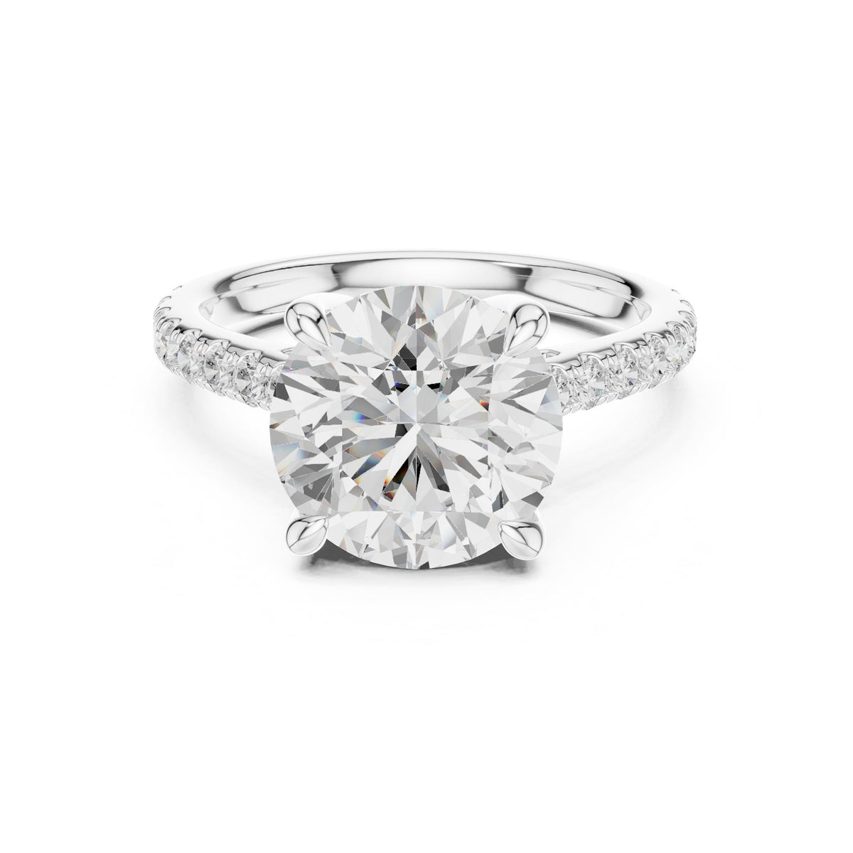 Round Accented Lab Grown Diamond Engagement Ring