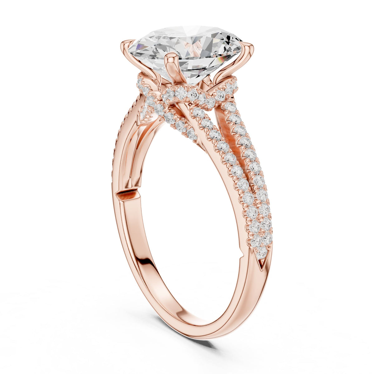 Round Accented Lab Grown Diamond Engagement Ring