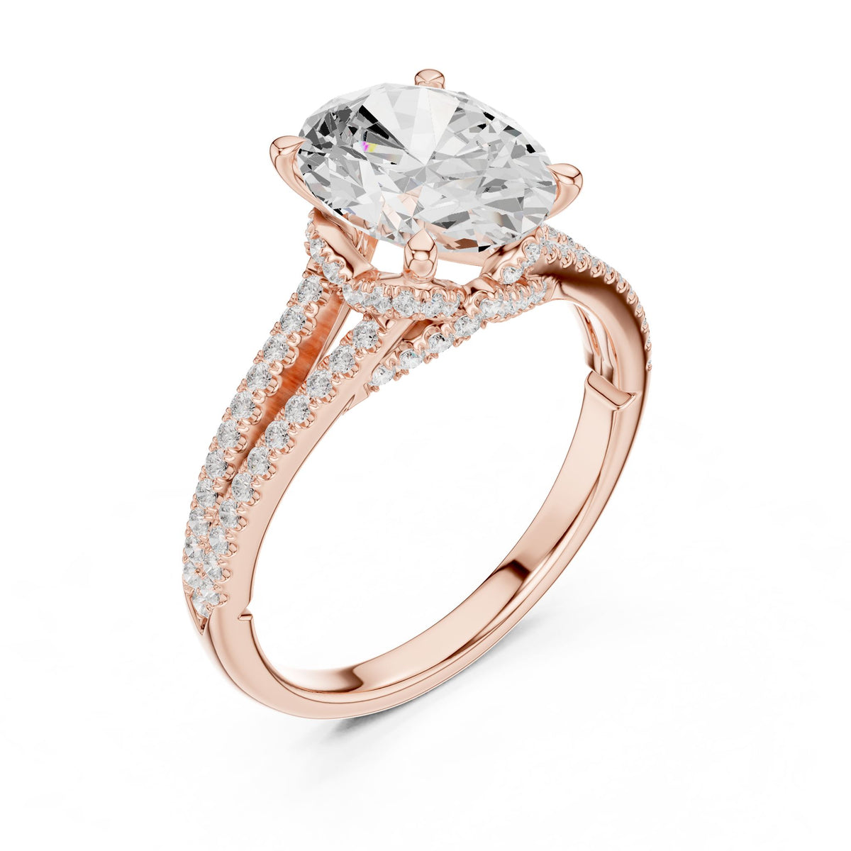 Round Accented Lab Grown Diamond Engagement Ring