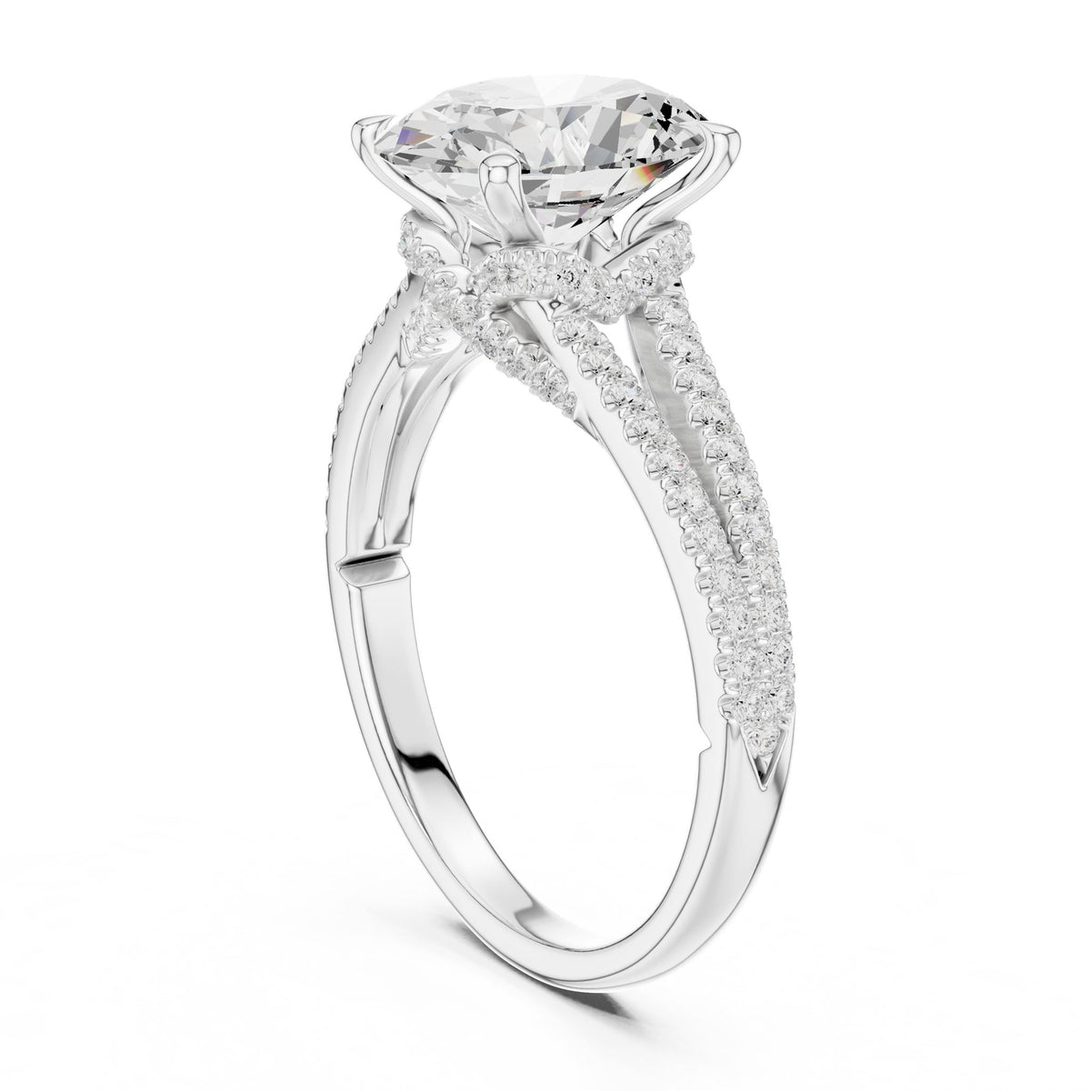 Round Accented Lab Grown Diamond Engagement Ring