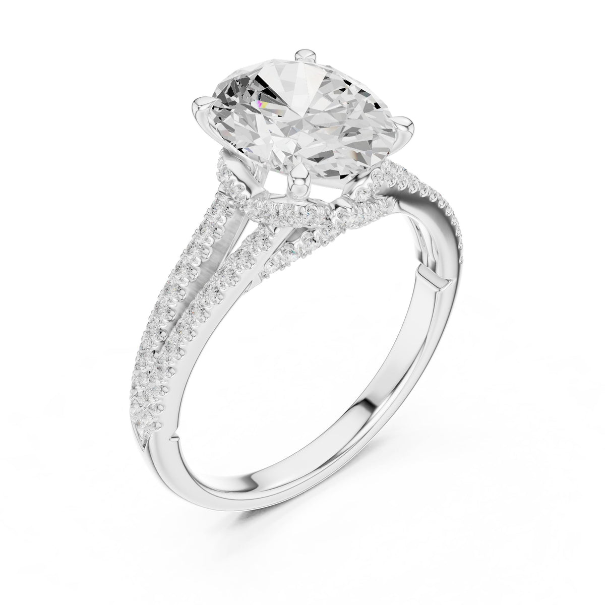 Round Accented Lab Grown Diamond Engagement Ring