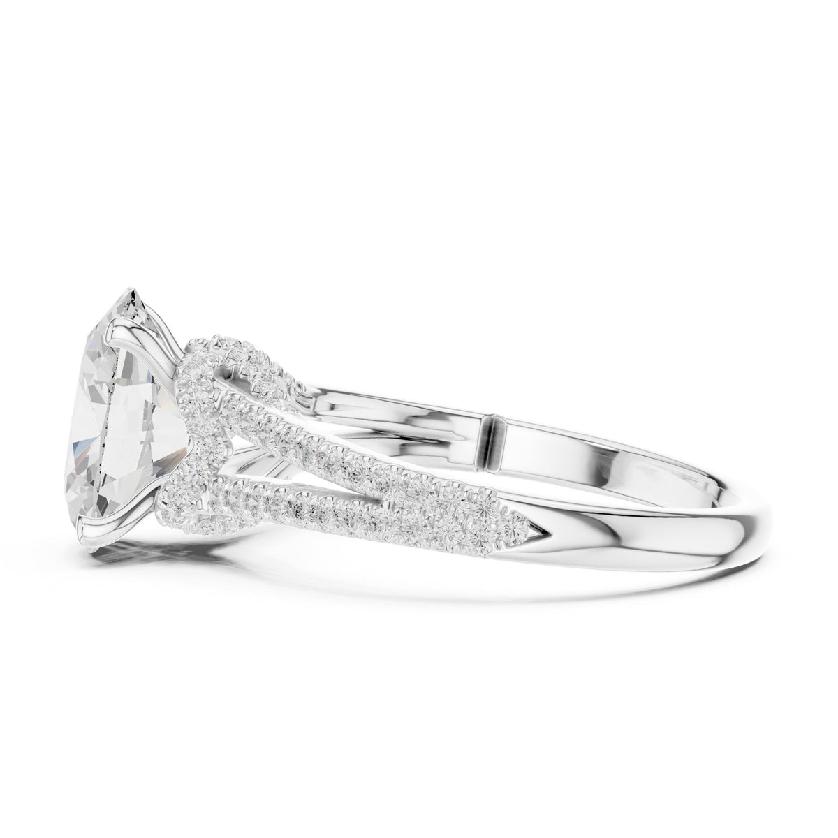 Round Accented Lab Grown Diamond Engagement Ring