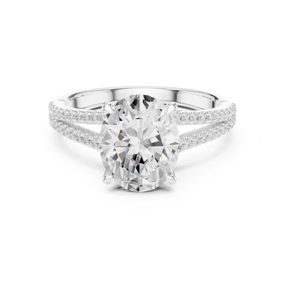 Round Accented Lab Grown Diamond Engagement Ring