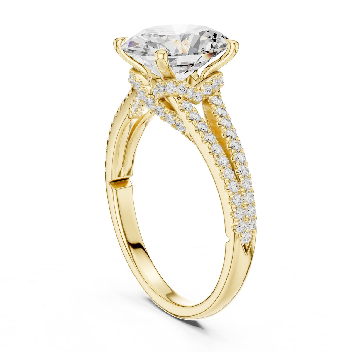 Round Accented Lab Grown Diamond Engagement Ring